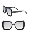 Jimmy Choo 54mm Cait Square Sunglasses In Black Glitter