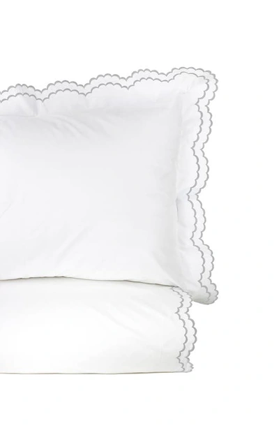 Melange Home Percale Scallop Trim 3-piece Duvet Set In Blue
