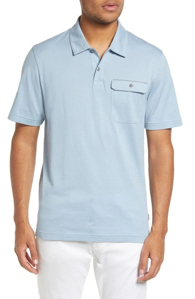 Ted Baker Chard Textured Pocket Polo In Light Blue