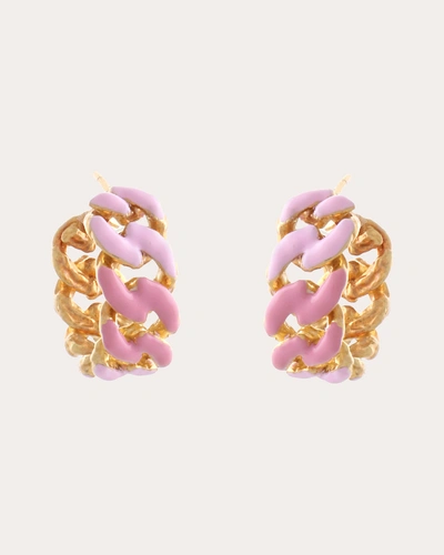 Joanna Laura Constantine Enamel Wave Chain Hoop Earrings In Pink