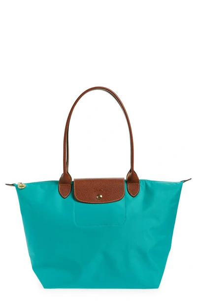 Longchamp Le Pliage Small Shoulder Tote Bag In Turquoise