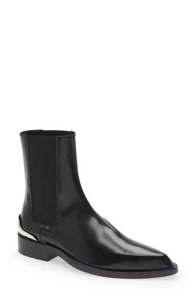 Jil Sander Abrasivato Leather Cap-heel Chelsea Booties In Black