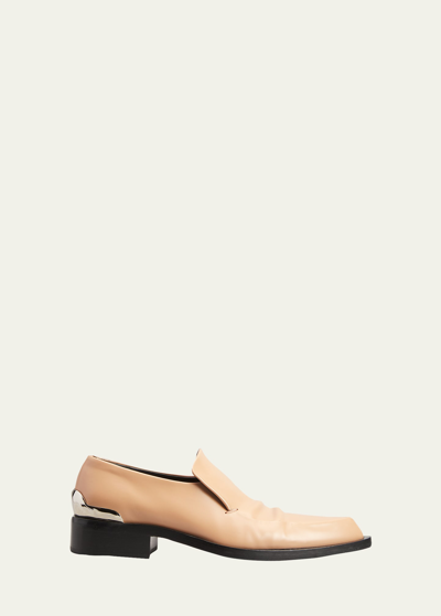 Jil Sander Abrasivato Leather Cap-heel Loafers In 659 Blossom