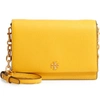 Tory Burch Georgia Pebble Leather Shoulder Bag - Yellow In Cassia Yellow/gold
