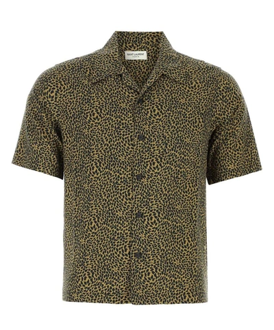 Saint Laurent Hawaii Leopard-print Lyocell-blend Shirt In Yellow