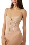 Free People Intimately Fp Night Rhythm Corset Bodysuit In Pink Sand Dune