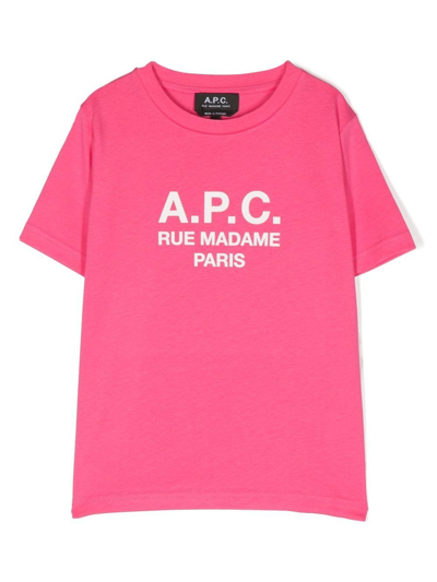 Apc Kids' Logo-print T-shirt In Pink