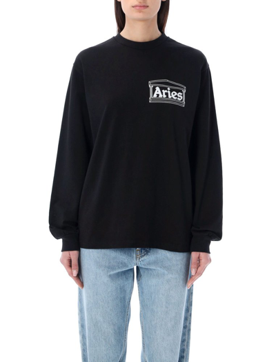 Aries Logo-print Long-sleeved T-shirt In Black