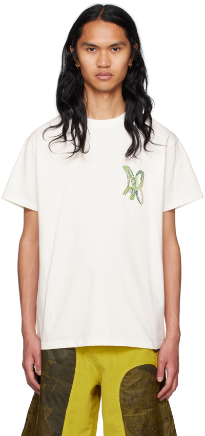 Andersson Bell Logo-embroidered Graphic-print T-shirt In White