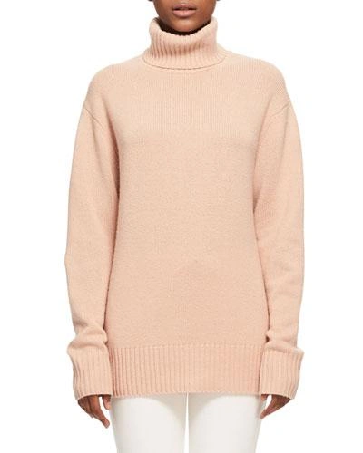 Chloé Bicolor Iconic Cashmere Turtleneck Sweater, Light Pink