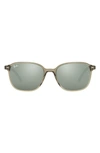 Ray Ban Leonard 51mm Mirrored Square Sunglasses In Transparent_green_silver