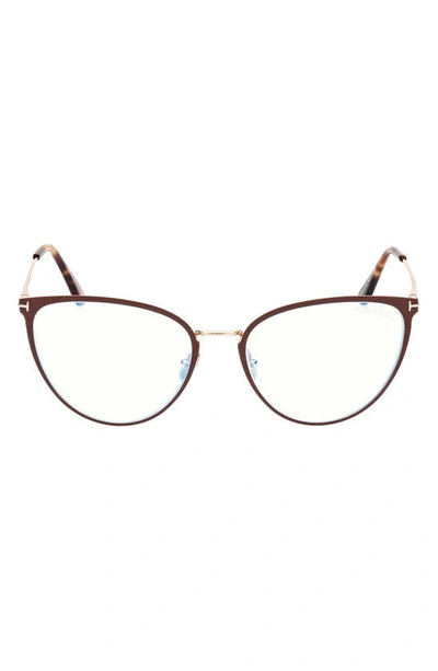 Tom Ford 56mm Blue Light Blocking Glasses In Matte Light Brown