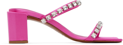 By Far 60mm Tanya Embellished Satin Sandals In Pink