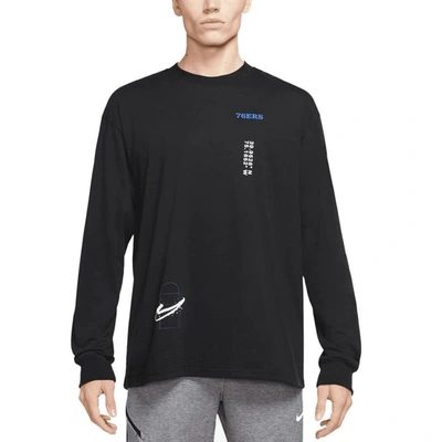 Nike Philadelphia 76ers Courtside Max90  Men's Nba Long-sleeve T-shirt In Black