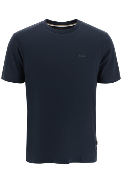 Hugo Boss Thompson Logo棉质平纹针织t恤 In Blue