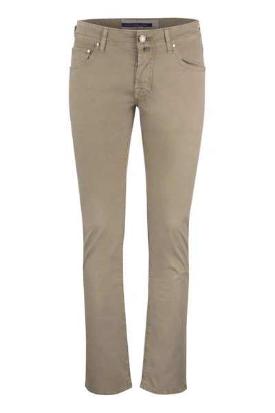 Jacob Cohen Leonard - Cotton 5-pocket Trousers In Beige