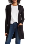 By Design Hudson Mid Thigh Lightweight Cardigan In Black