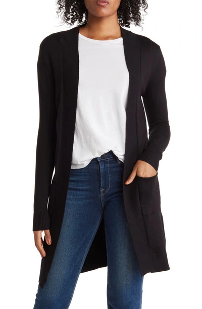 By Design Hudson Mid Thigh Lightweight Cardigan In Black