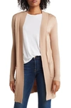 By Design Hudson Mid Thigh Lightweight Cardigan In Camel