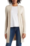 By Design Hudson Mid Thigh Lightweight Cardigan In Oatmeal