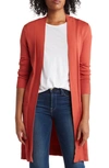 By Design Hudson Mid Thigh Lightweight Cardigan In Hot Sauce