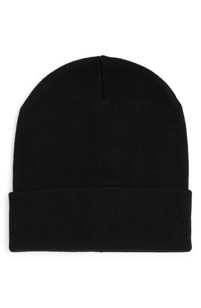 Ugg Logo Knit Cuff Beanie In Black/black