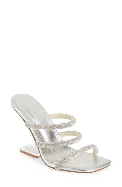 Azalea Wang Dionne Embellished Strappy Sandal In Silver