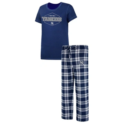 Concepts Sport Women's  Navy And Gray New York Yankees Plus Size Badge Sleep Set In Navy,gray