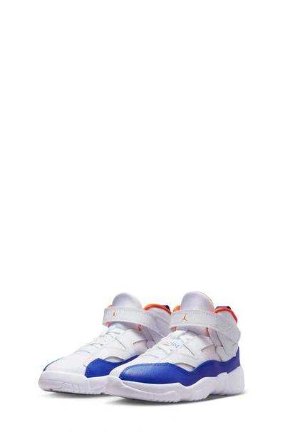 Nike Kids' Jumpman Two Trey Leather Trainers In White/hyper Royal/safety Orange/white