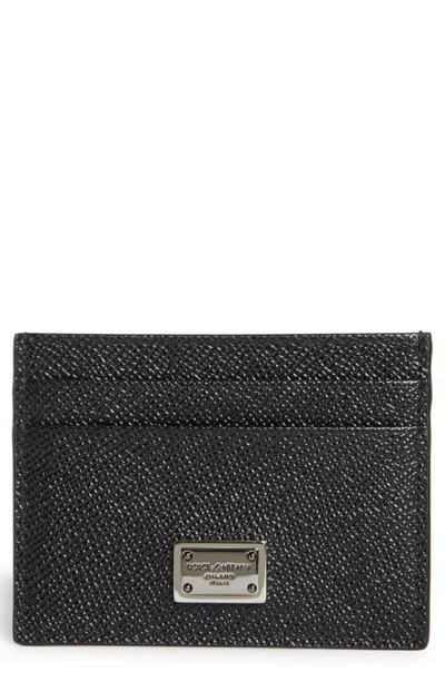 Dolce & Gabbana Logo Plaque Leather Card Case In Black