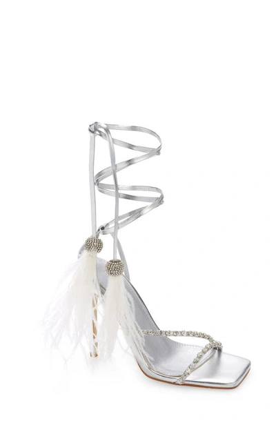 Azalea Wang Missy Metallic Ankle Strap Sandal In Silver