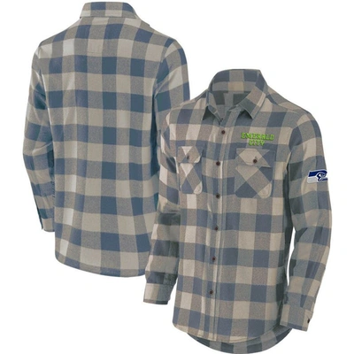 Nfl X Darius Rucker Collection By Fanatics College Navy Seattle Seahawks Flannel Long Sleeve Button-