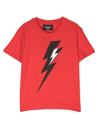 Neil Barrett Kids' Thunder Print Cotton Jersey T-shirt In Red