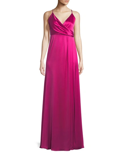 Jill Jill Stuart Satin Wrap Sleeveless April Slip Dress In Begonia Pink