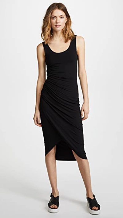 Bailey44 Dishdasha Scoop-neck Side-ruched Jersey Dress In Black