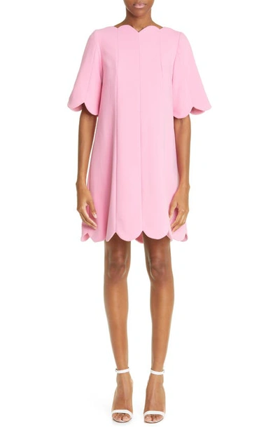 Lela Rose Scallop Edge Stretch Twill Minidress In Peony ModeSens