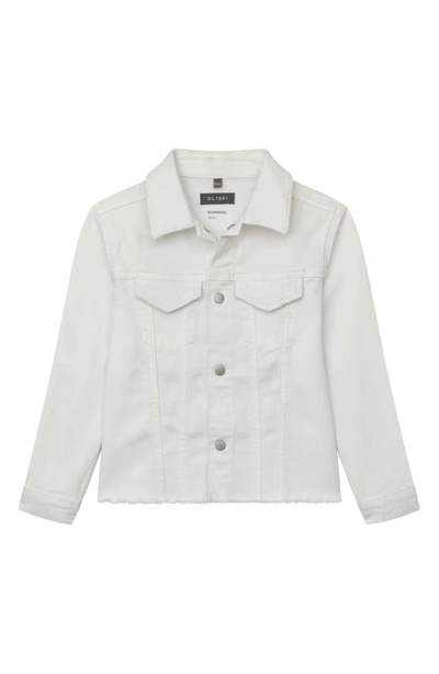 Dl1961 Kids' Manning Raw Hem Denim Jacket In White