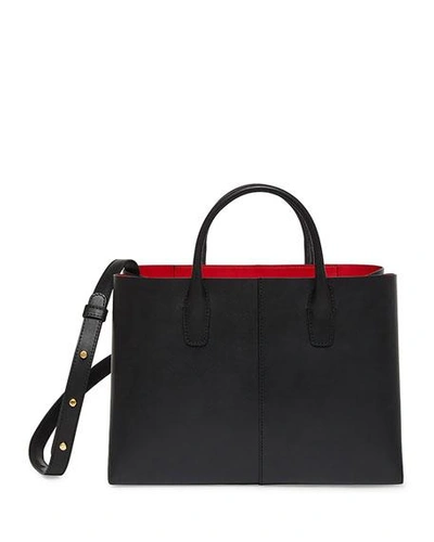 Mansur Gavriel Mini Folded Vegetable-tanned Leather Shoulder Bag In Black/red