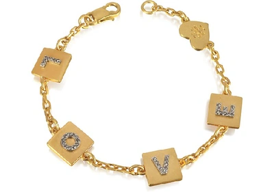 Tory Burch Love Message Delicate Chain Bracelet In Gold