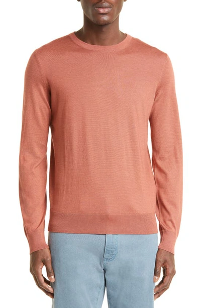 Zegna Cashseta Knitted Crew-neck Jumper In Redwood