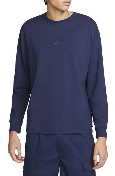 Nike Men's  Sportswear Premium Essentials Long-sleeve T-shirt In Midnight Navy
