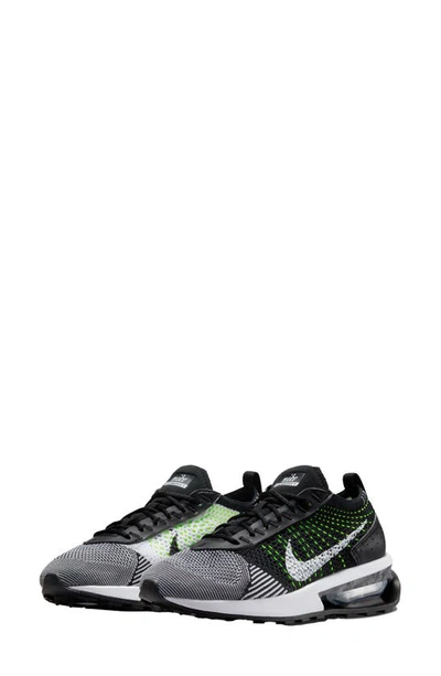 Nike Women's Air Max Flyknit Racer Shoes In Black/ White-volt
