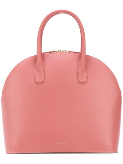 Mansur Gavriel Top Handle Rounded Leather Bag In Pink