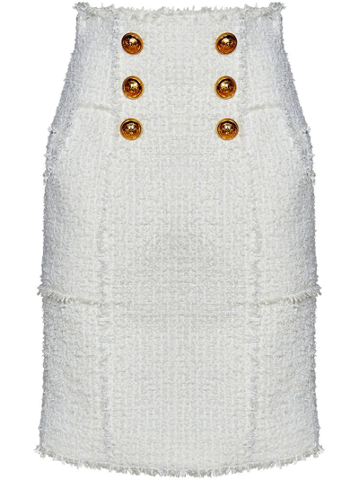 Balmain High-waisted Pencil Skirt In White