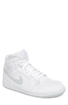 Nike 'air Jordan 1 Mid' Sneaker In White/ Pure Platinum