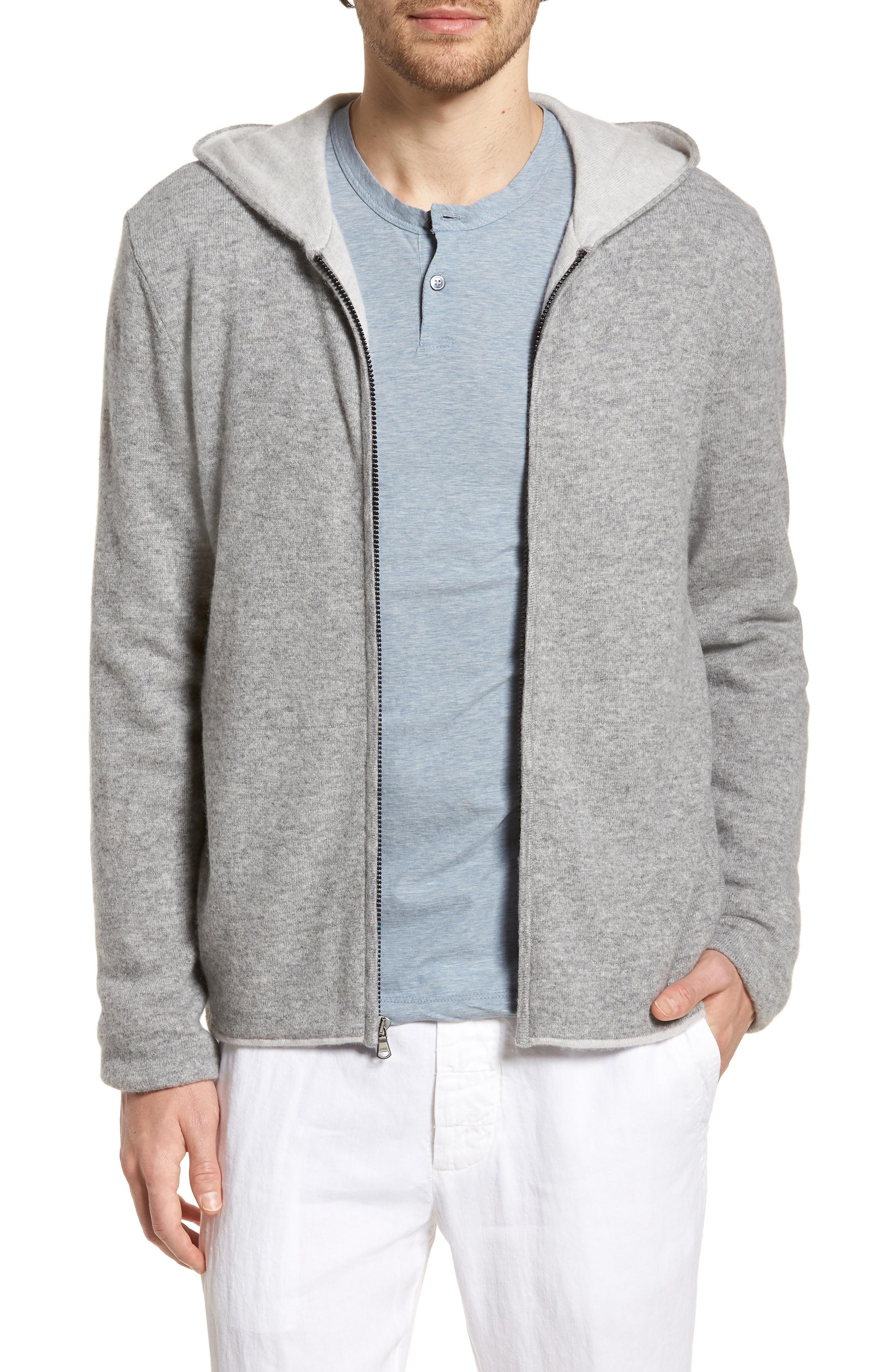grey cashmere zip hoodie
