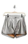 Just One Faux Leather Hot Shorts In Pewter