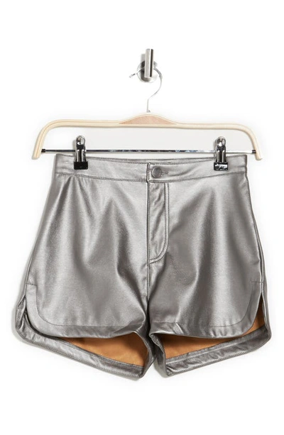Just One Faux Leather Hot Shorts In Pewter