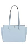 Tory Burch Robinson Small Leather Tote In Blue Mist