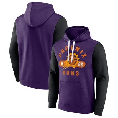 Fanatics Branded Purple/black Phoenix Suns Attack Colorblock Pullover Hoodie In Purple,black